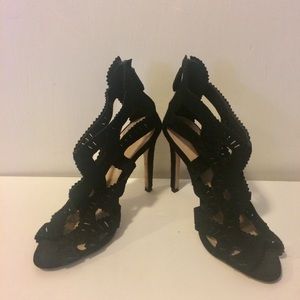 Zara black open toe stilettos